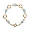 Bracciali Etrusca Gioielli | Bracciale Con Anelli Martellati Quarzite Celeste E Perle D'Acqua Dolce Grigie