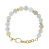 Bracciali Etrusca Gioielli | Bracciale Con Pietra Naturale Acquamarina E Rondelle Golden A Palline