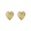 Orecchini Etrusca Gioielli | Orecchini A Cuore In Argento 925 Placcati Oro Giallo 18Kt Texture Rigata