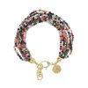 Bracciali Etrusca Gioielli | Bracciale Con Pietra Naturale Tormalina Multicolore E Moneta Martellata